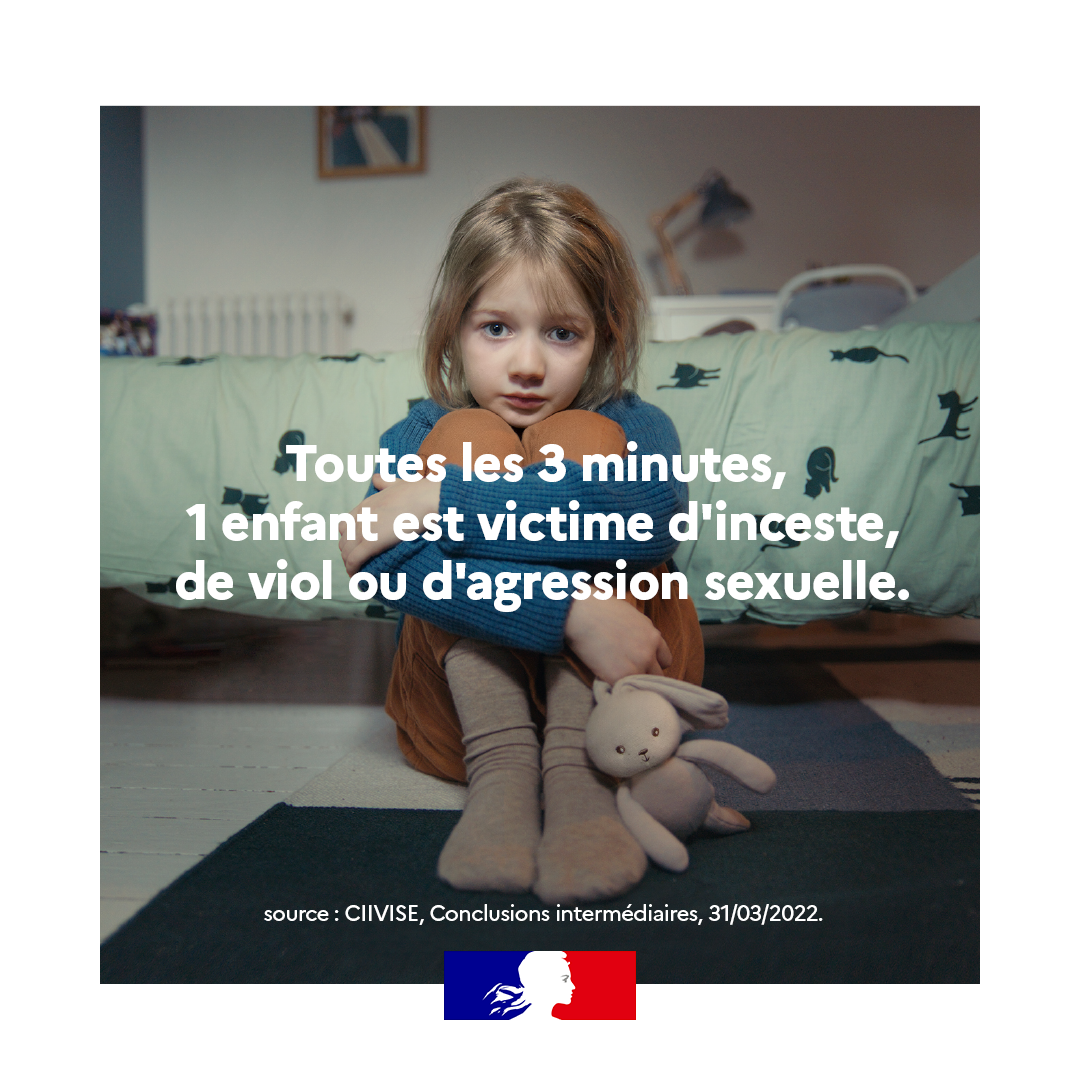 Toutes les 3 minutes, 1 enfant est victime d'inceste, de viol ou d'agression sexuelle.