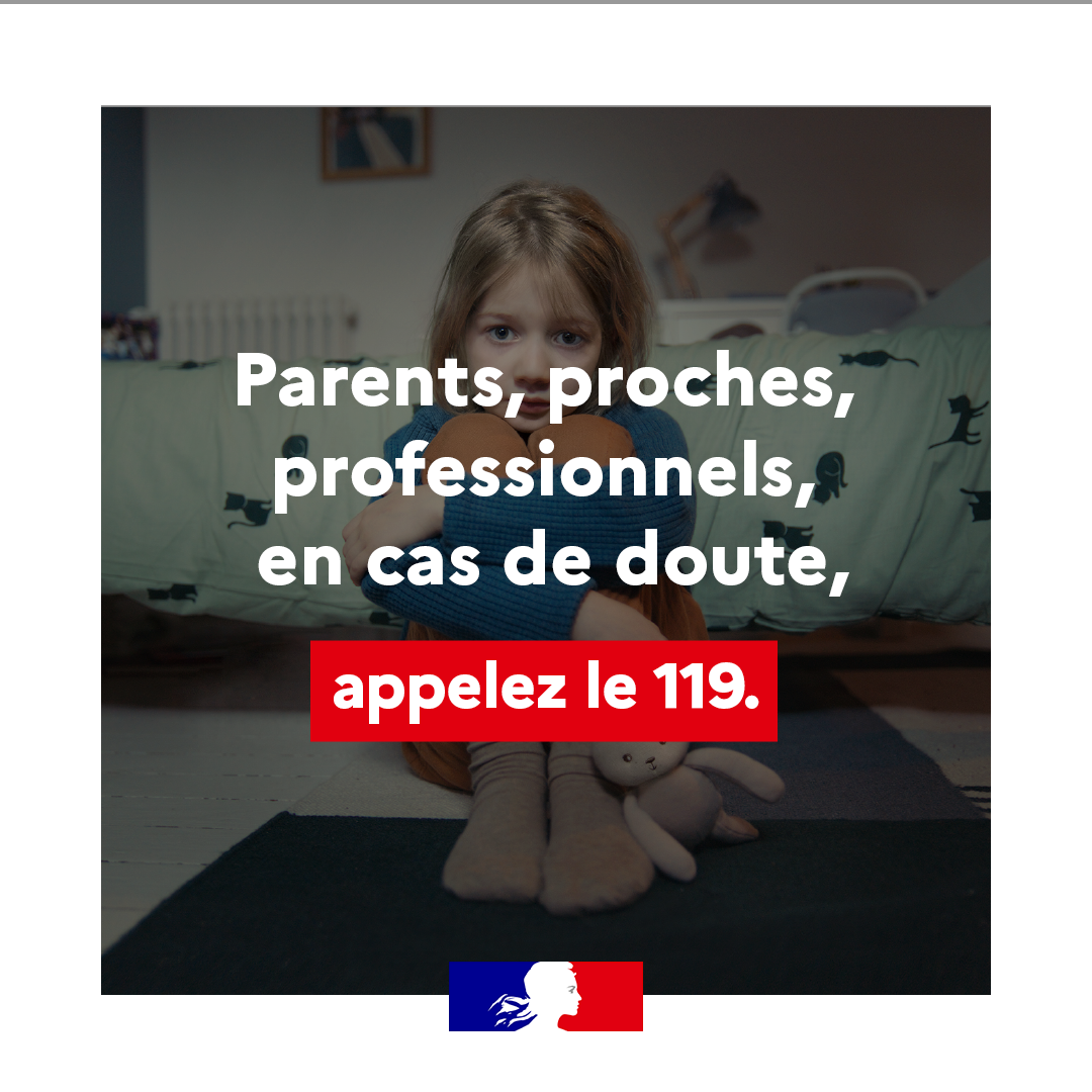 Parents, proches, professionnels, en cas de doute, appelez le 119.