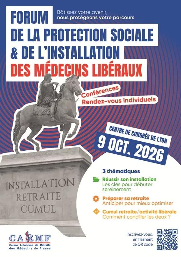 Affiche de l'événement du Forum de la protection sociale et de l'installation des médecins libéraux